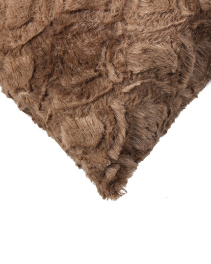 Set of Two 12" X 20" Brown Faux Fur Lumbar Throw Pillows