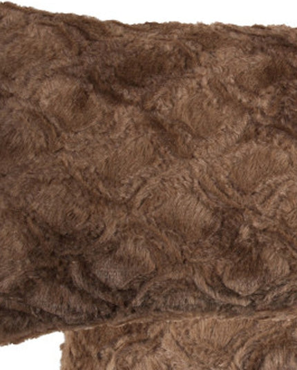 Set of Two 12" X 20" Brown Faux Fur Lumbar Throw Pillows