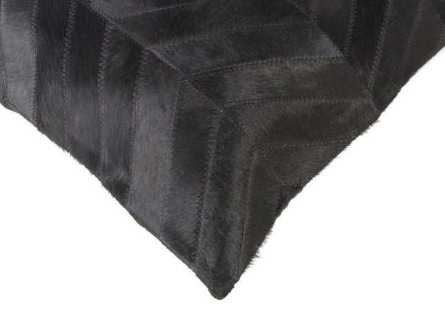 Set of Two 18" Black Chevron Cowhide Throw Pillows