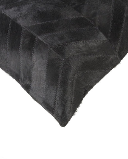 Set of Two 18" Black Chevron Cowhide Throw Pillows