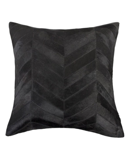 Set of Two 18" Black Chevron Cowhide Throw Pillows