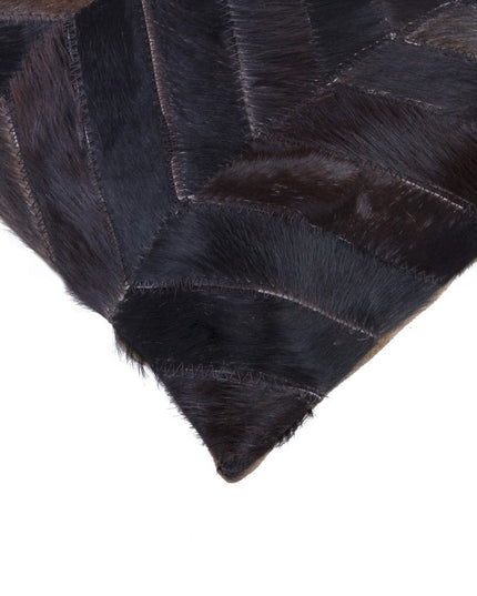 Set of Two 12" X 20" Chocolate Chevron Cowhide Lumbar Throw Pillows