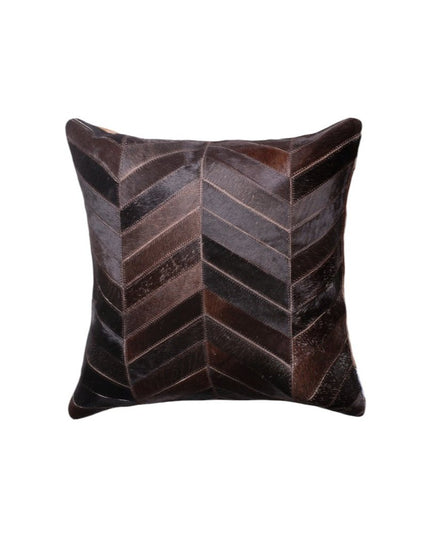 Set of Two 18" Chocolate Chevron Cowhide Throw Pillows