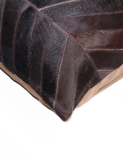 Set of Two 18" Chocolate Chevron Cowhide Throw Pillows