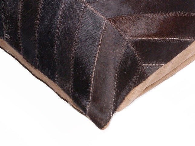 Set of Two 18" Chocolate Chevron Cowhide Throw Pillows