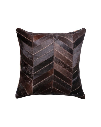 Set of Two 18" Chocolate Chevron Cowhide Throw Pillows