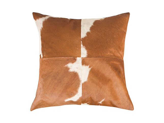 Set of Two 18" Brown and White Cowhide Cowhide Throw Pillows