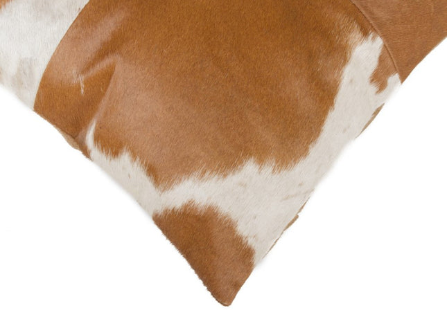 Set of Two 18" Brown and White Cowhide Cowhide Throw Pillows