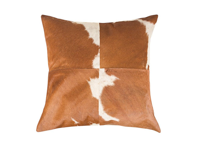 Set of Two 18" Brown and White Cowhide Cowhide Throw Pillows