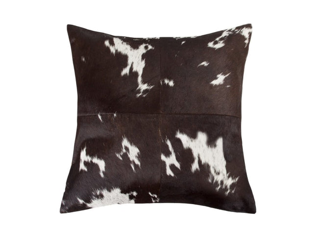 Set of Two 18" Chocolate and White Cowhide Cowhide Throw Pillows