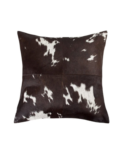 Set of Two 18" Chocolate and White Cowhide Cowhide Throw Pillows
