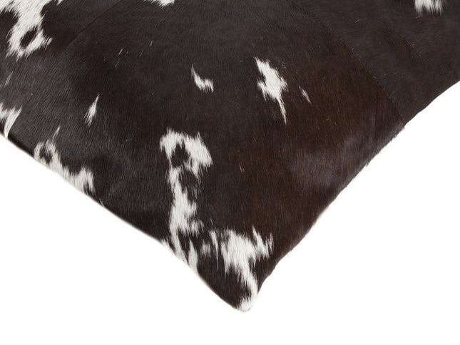 Set of Two 18" Chocolate and White Cowhide Cowhide Throw Pillows