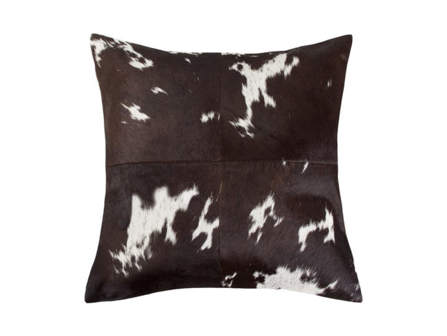 Set of Two 18" Chocolate and White Cowhide Cowhide Throw Pillows