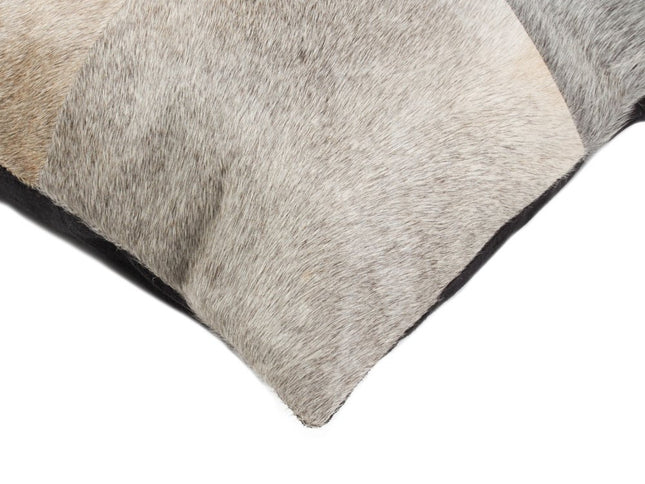 Set of Two 18" Gray Cowhide Throw Pillows