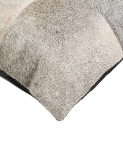 Set of Two 18" Gray Cowhide Throw Pillows