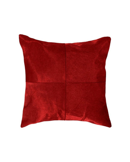 Set of Two 18" Red Cowhide Throw Pillows