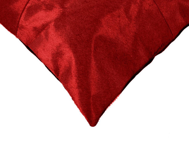 Set of Two 18" Red Cowhide Throw Pillows