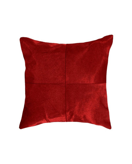 Set of Two 18" Red Cowhide Throw Pillows