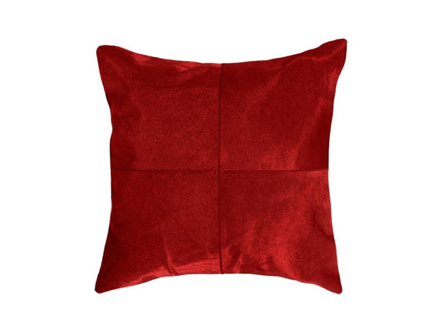 Set of Two 18" Red Cowhide Throw Pillows