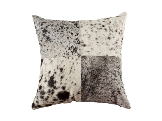 Set of Two 18" Black and White Cowhide Throw Pillows