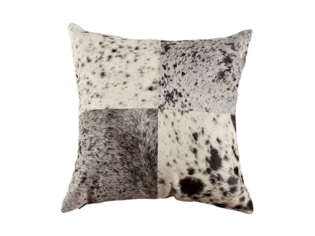 Set of Two 18" Black and White Cowhide Throw Pillows