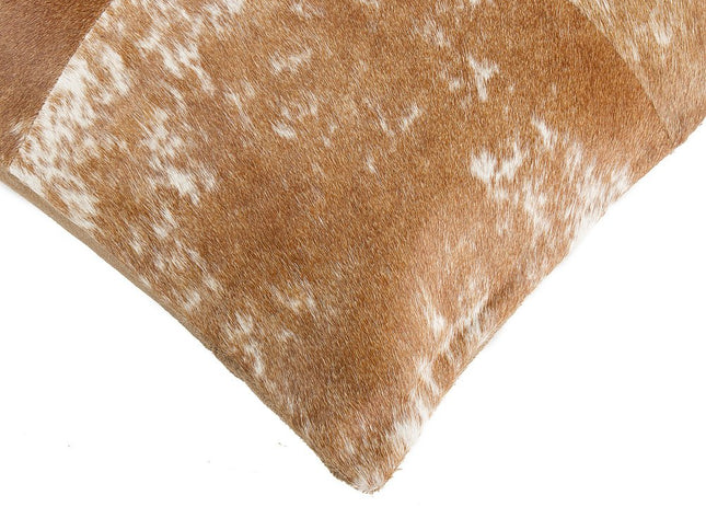 Set of Two 18" Brown and White Cowhide Cowhide Throw Pillows
