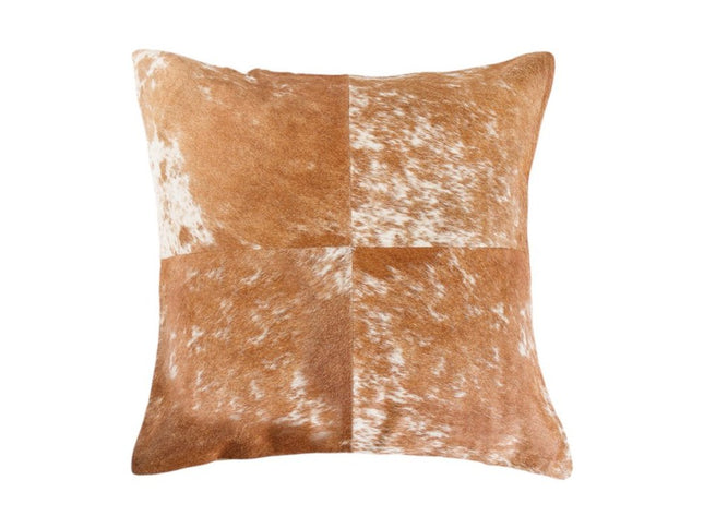 Set of Two 18" Brown and White Cowhide Cowhide Throw Pillows