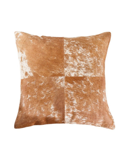 Set of Two 18" Brown and White Cowhide Cowhide Throw Pillows