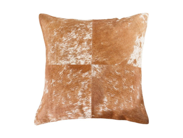 Set of Two 18" Brown and White Cowhide Cowhide Throw Pillows
