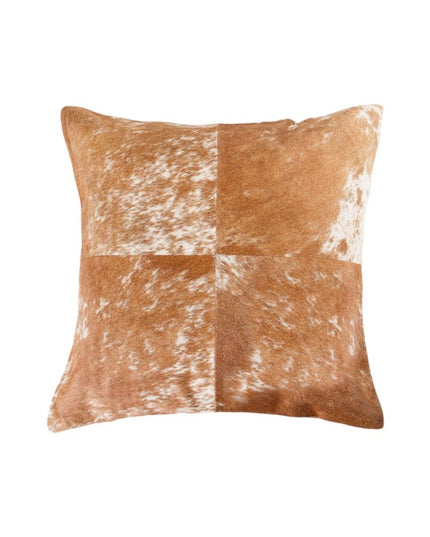 Set of Two 18" Brown and White Cowhide Cowhide Throw Pillows