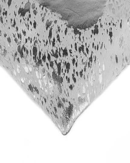 Set of Two 18" Gray and Silver Abstract Cowhide Throw Pillows with Glitter