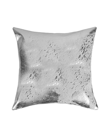 Set of Two 18" Gray and Silver Abstract Cowhide Throw Pillows with Glitter