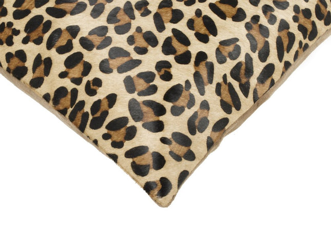 Set of Two 18" Brown and Black Leopard Cowhide Throw Pillows