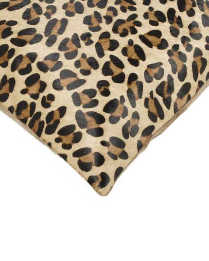 Set of Two 18" Brown and Black Leopard Cowhide Throw Pillows