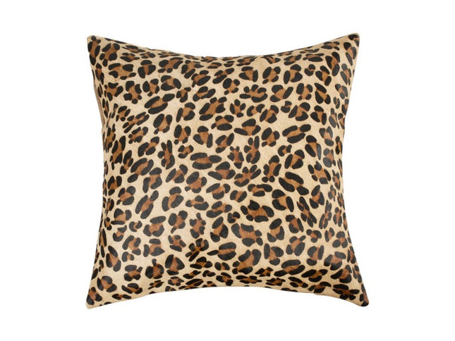 Set of Two 18" Brown and Black Leopard Cowhide Throw Pillows