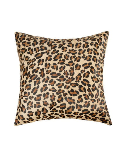 Set of Two 18" Brown and Black Leopard Cowhide Throw Pillows