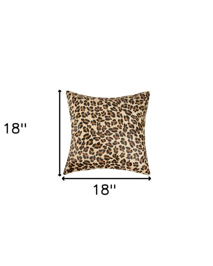 Set of Two 18" Brown and Black Leopard Cowhide Throw Pillows