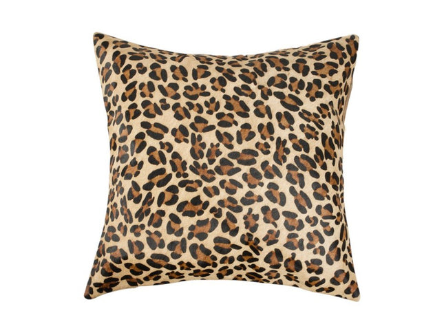 Set of Two 18" Brown and Black Leopard Cowhide Throw Pillows