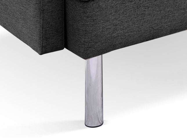 85" Dark Gray Polyester Blend Convertible Futon Sleeper Sofa And Toss Pillows With Silver Legs