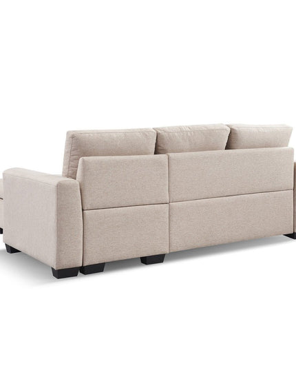 92" Beige Polyester Blend Convertible Futon Sleeper Sofa With Black Legs
