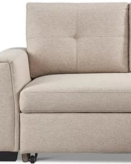 92" Beige Polyester Blend Convertible Futon Sleeper Sofa With Black Legs