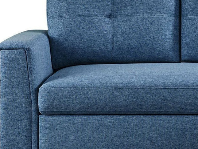 92" Blue Polyester Blend Convertible Futon Sleeper Sofa With Black Legs