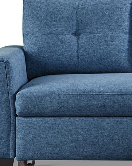 92" Blue Polyester Blend Convertible Futon Sleeper Sofa With Black Legs