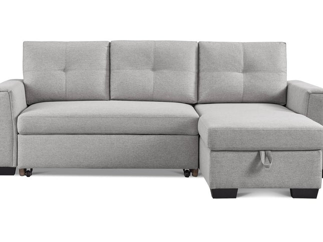 92" Light Gray Polyester Blend Convertible Futon Sleeper Sofa With Black Legs