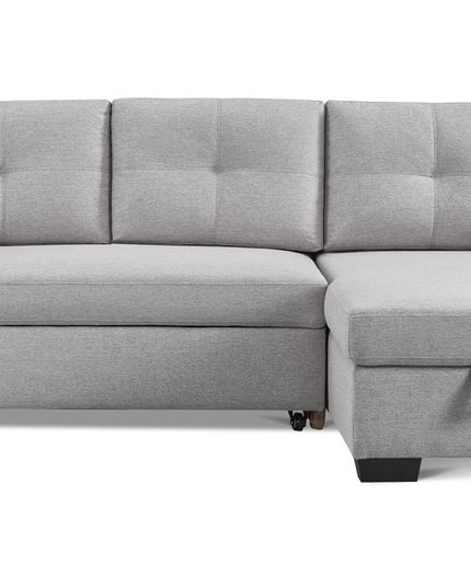 92" Light Gray Polyester Blend Convertible Futon Sleeper Sofa With Black Legs