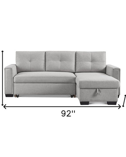 92" Light Gray Polyester Blend Convertible Futon Sleeper Sofa With Black Legs