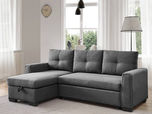 92" Dark Gray Polyester Blend Convertible Futon Sleeper Sofa With Black Legs