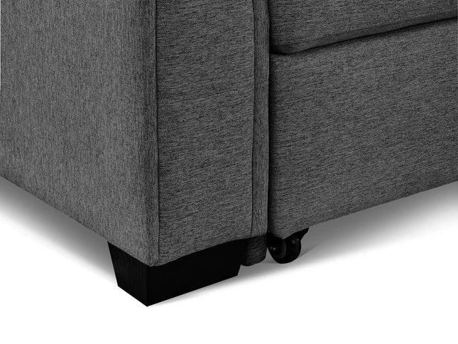 92" Dark Gray Polyester Blend Convertible Futon Sleeper Sofa With Black Legs