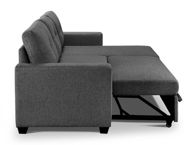 92" Dark Gray Polyester Blend Convertible Futon Sleeper Sofa With Black Legs