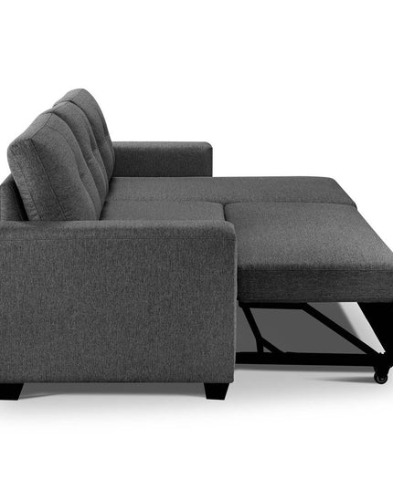 92" Dark Gray Polyester Blend Convertible Futon Sleeper Sofa With Black Legs